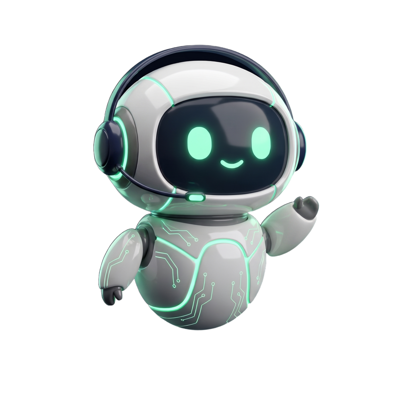 RunSmooth robot mascot wearing a headset